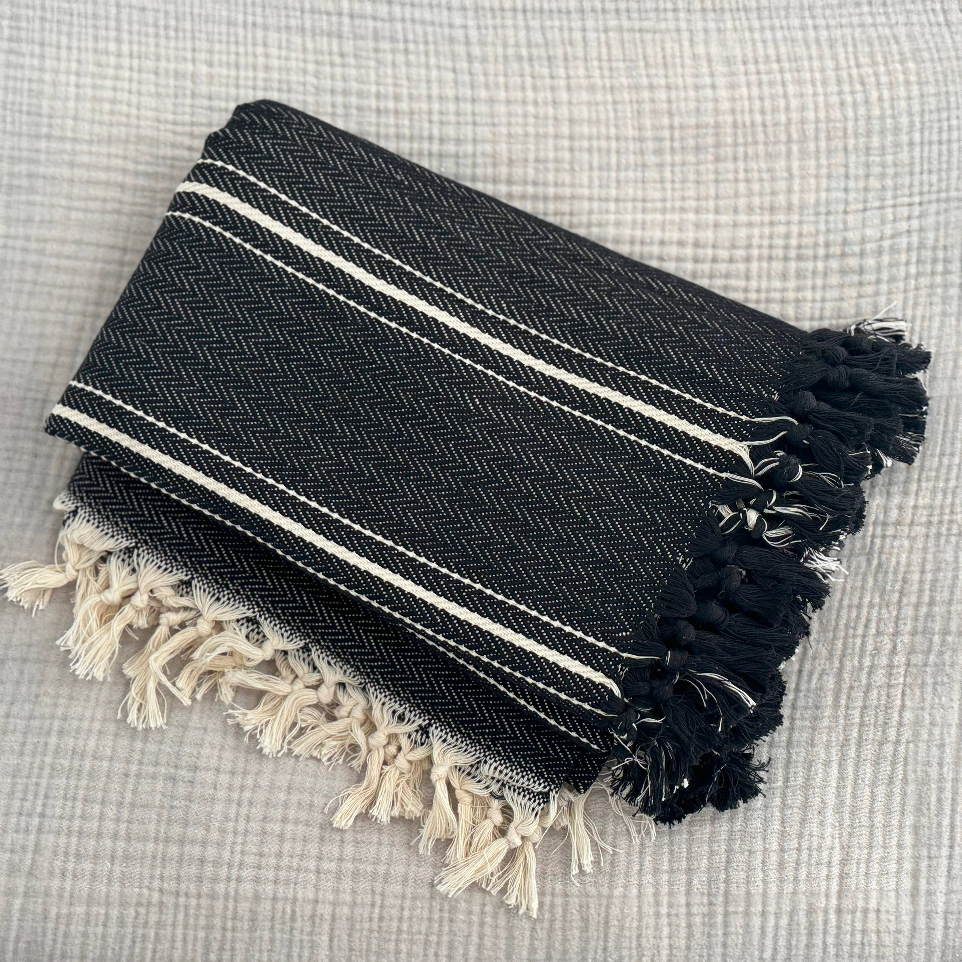 Carson Throw- Black + Cream