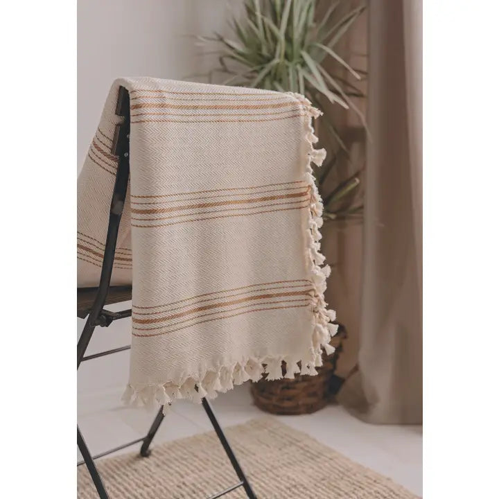 Carson Throw- Cream + Camel