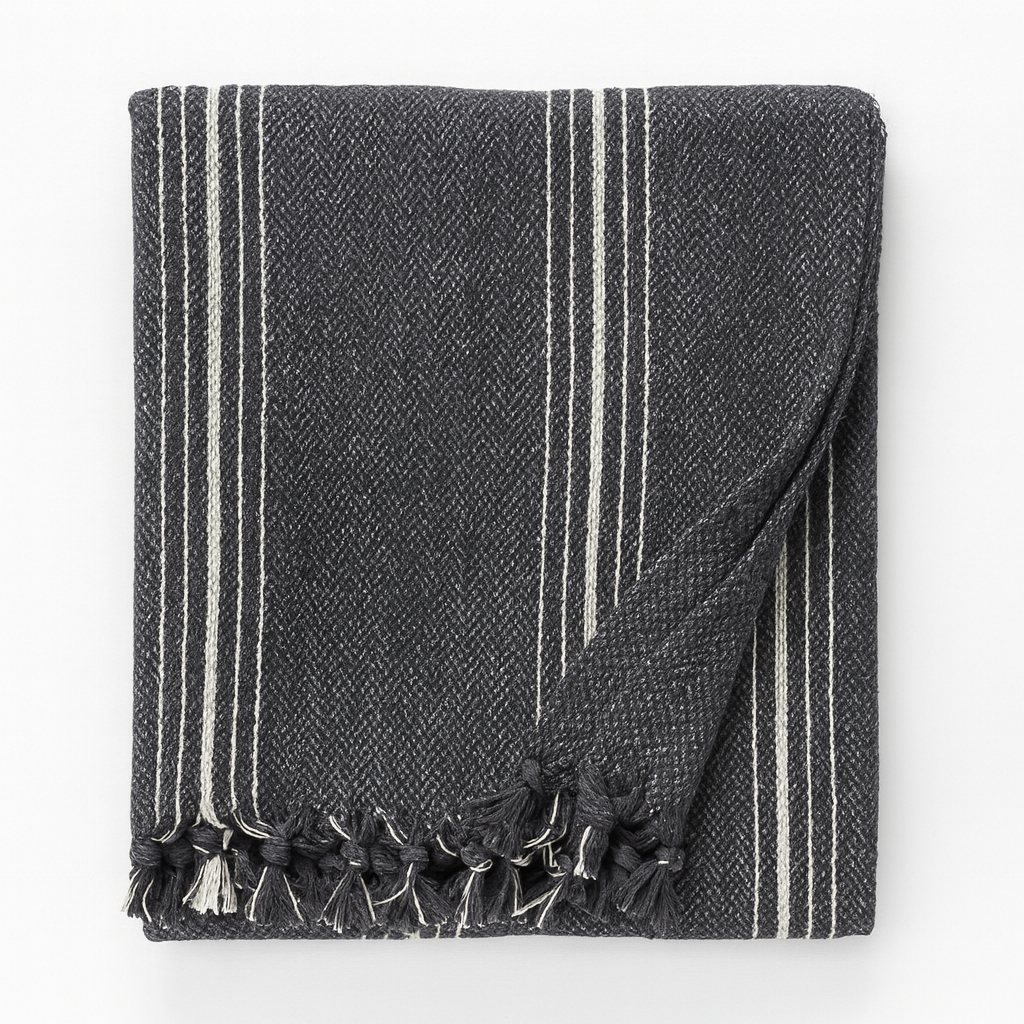 Carson Throw- Navy + Cream