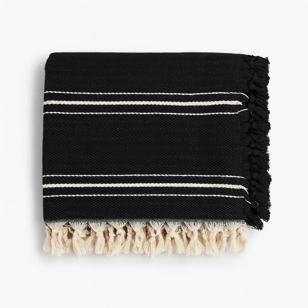 Carson Throw- Black + Cream