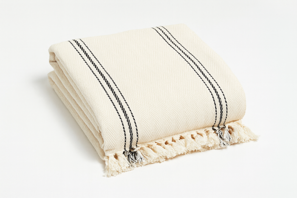 Carson Throw- Cream + Black